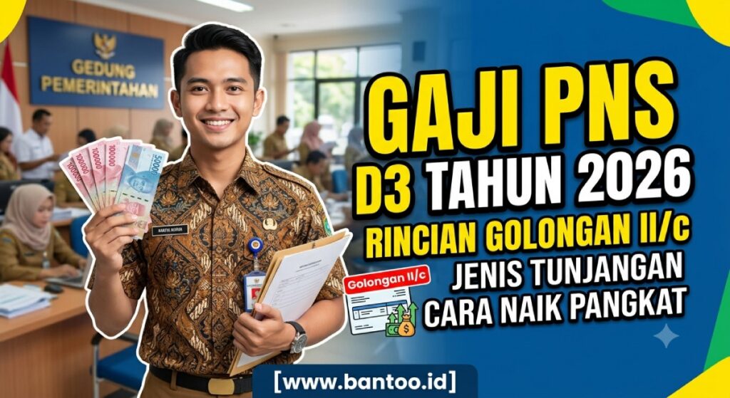Gaji PNS D3 Tahun 2026: Rincian Golongan II/c, Jenis Tunjangan, dan Cara Naik Pangkat